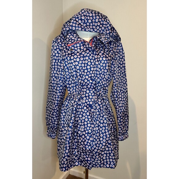 Joules Jackets & Blazers - Joules Golightly Blue Daisy Packaway Waterproof Rain Jacket Coat Size US 8 WM